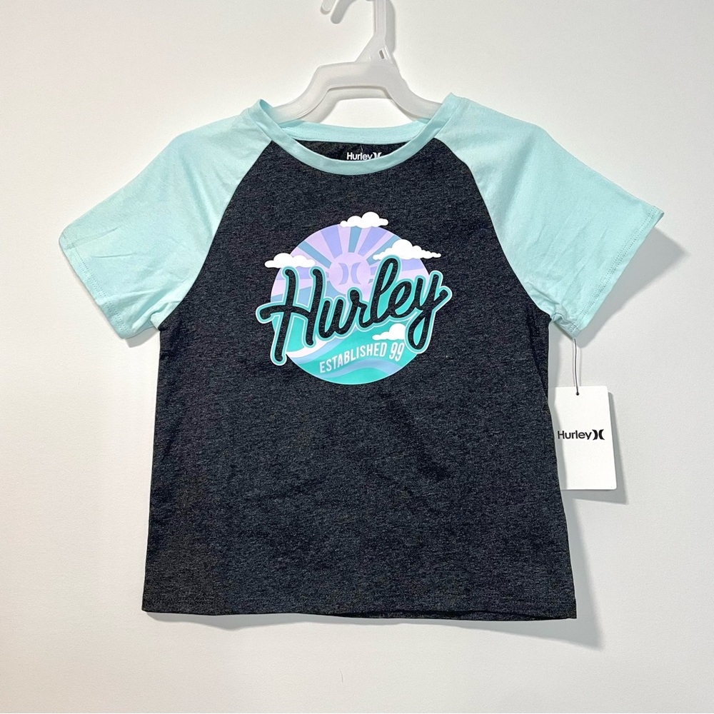 🟣2/$20 NEW Hurley Black Heather Raglan T-Shirt (size M)